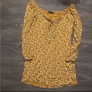 Nasty Gal Mustard Floral Long Sleeve Dress